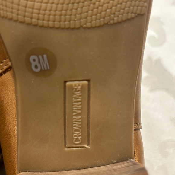 Crown Vintage Tan Leather Tassel Back Ankle Boots Size 8M - Picture 7 of 7